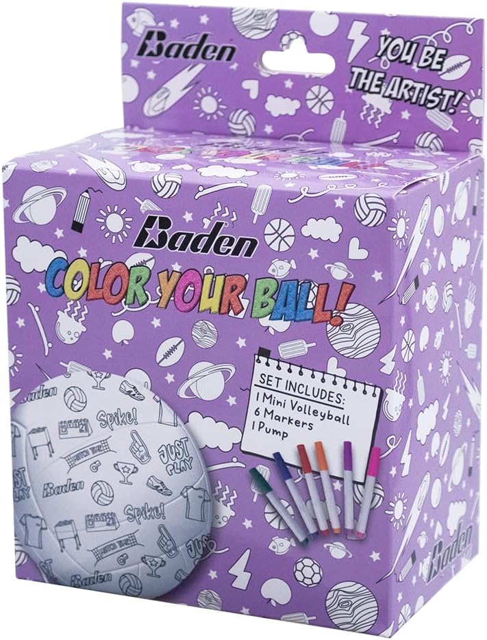 Baden Color Your Own Mini Volleyball Kit | Great Gift for Kids to Custom Design Your Ball for Play | Includes 1 Mini Volleyball Ball, 6 Markers, & 1 Pump - Image 5